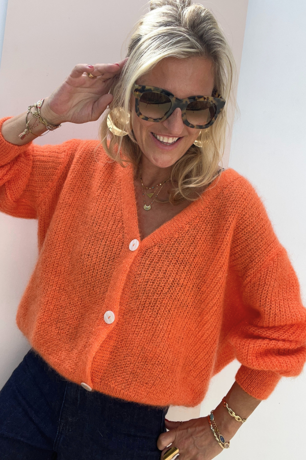 KN25088 Cardigan Orange