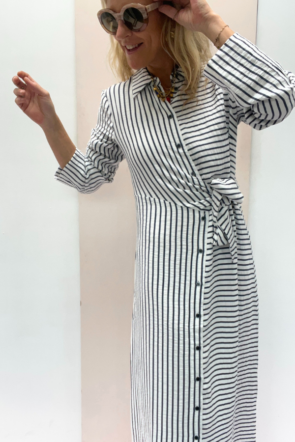 Yasicy 26037365 Dress White/Blue Stripes