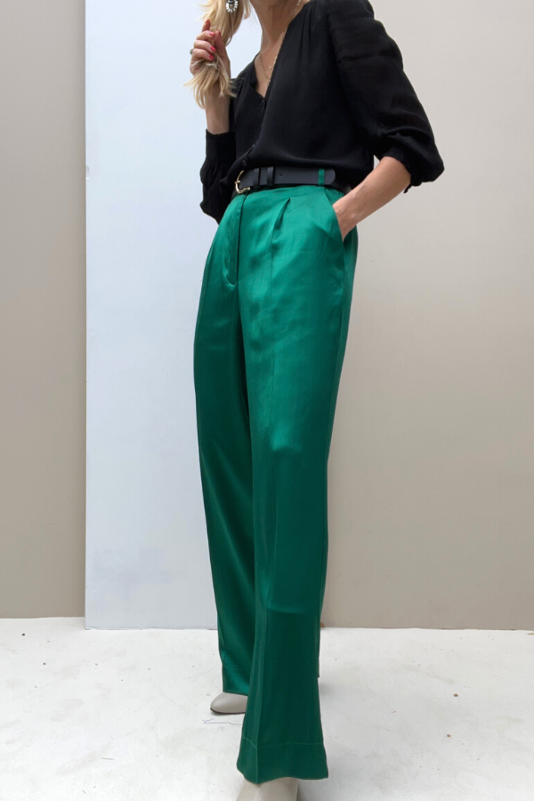 Ellie Trousers Green Satin